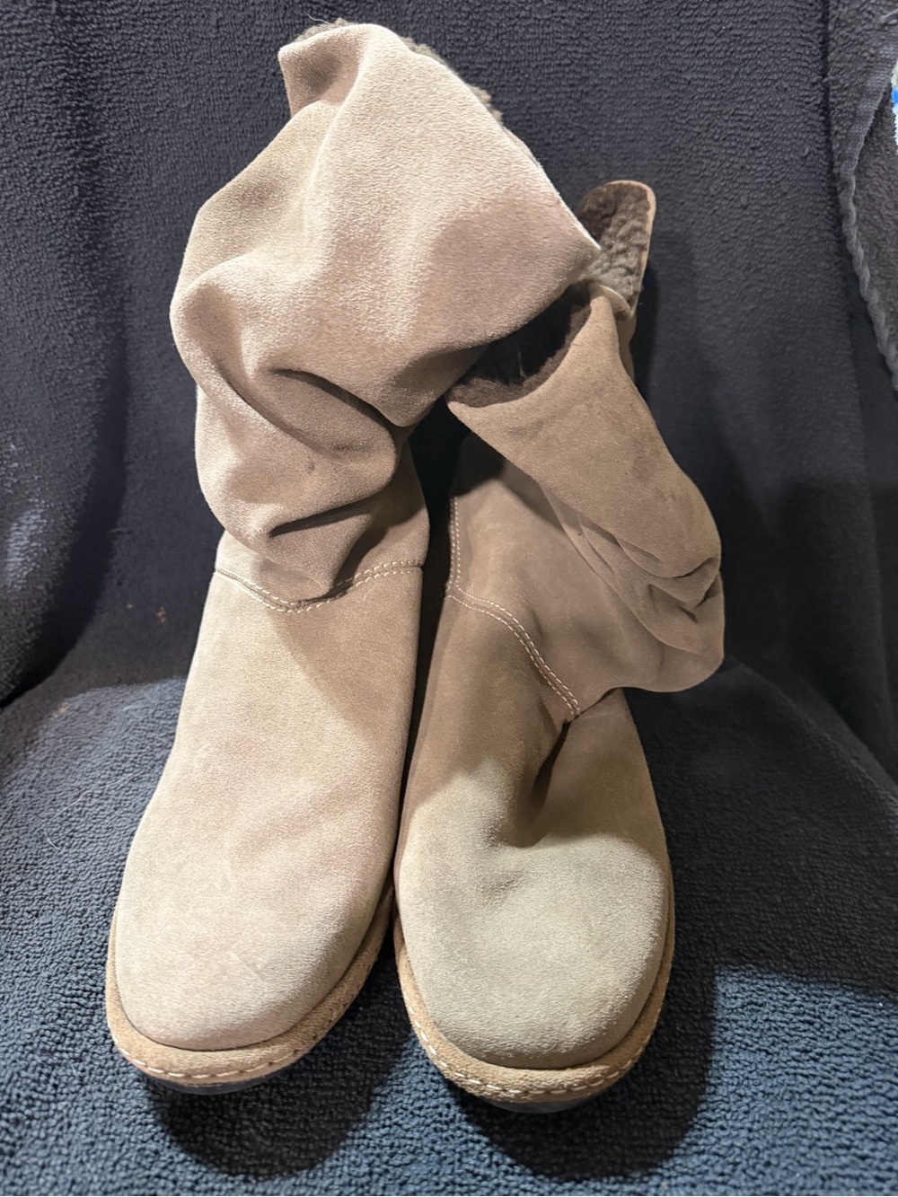 Lands' End Women's Slouch Suede Boots in Taupe